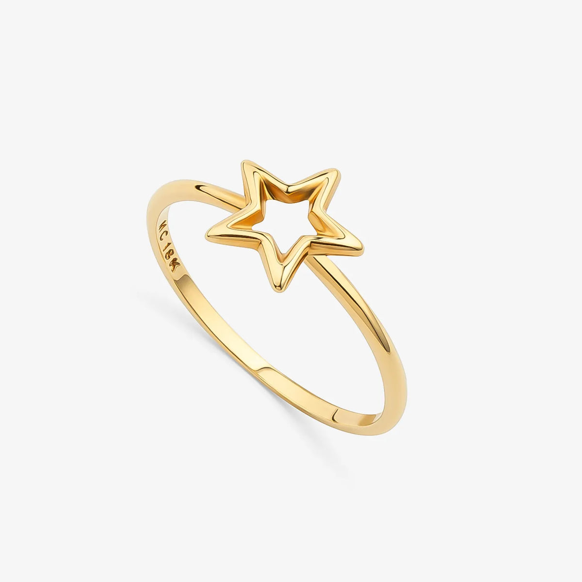 Anel Estrela em Ouro Amarelo 18k