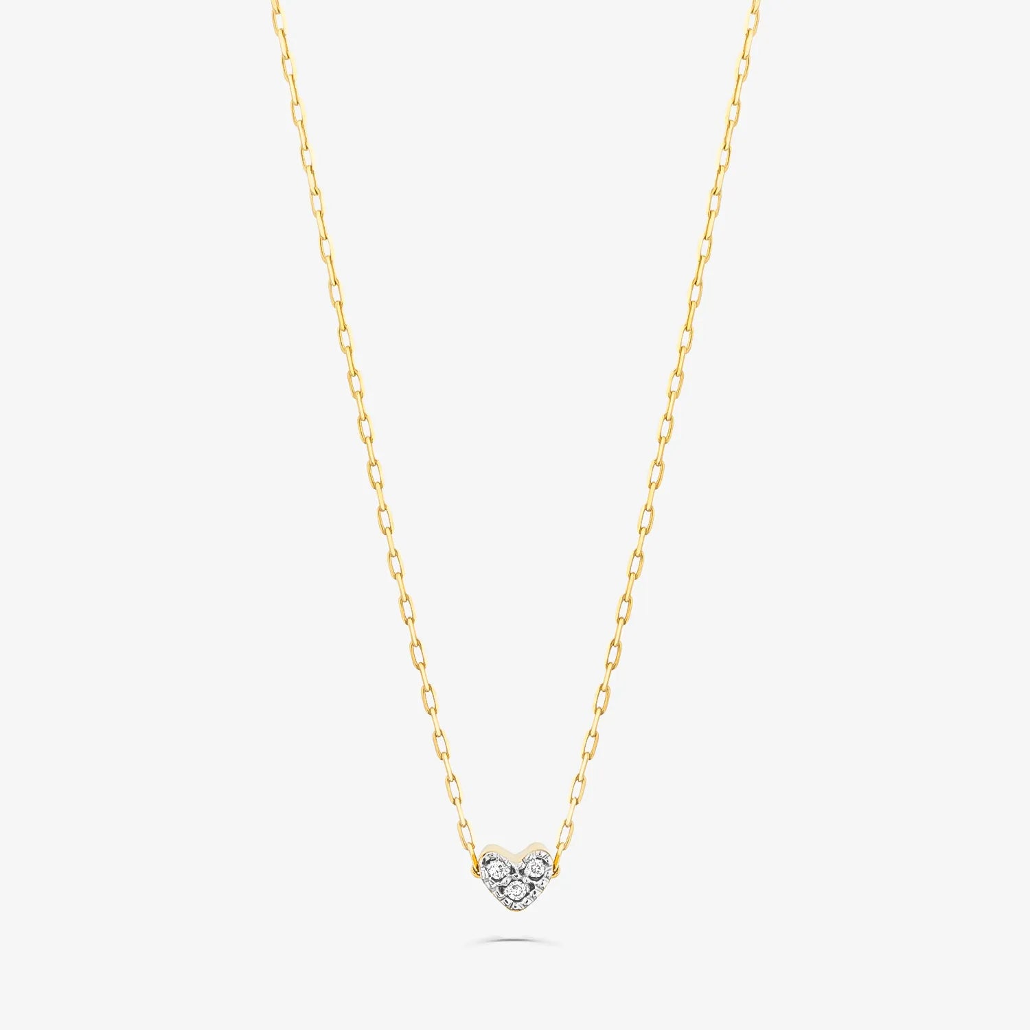 Colar Coração com Diamante em Ouro Amarelo 18k