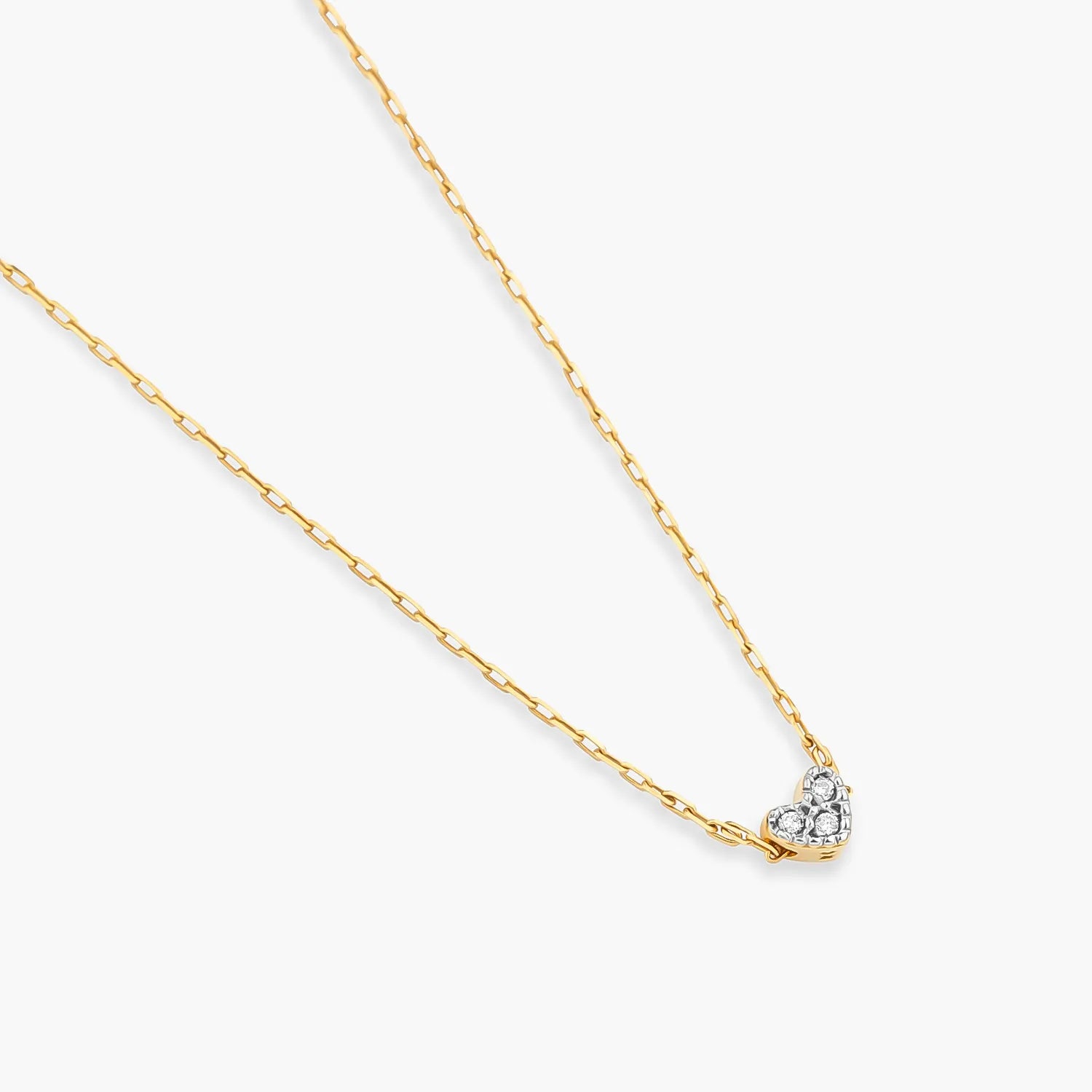 Colar Coração com Diamante em Ouro Amarelo 18k