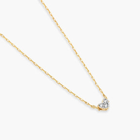 Colar Coração com Diamante em Ouro Amarelo 18k