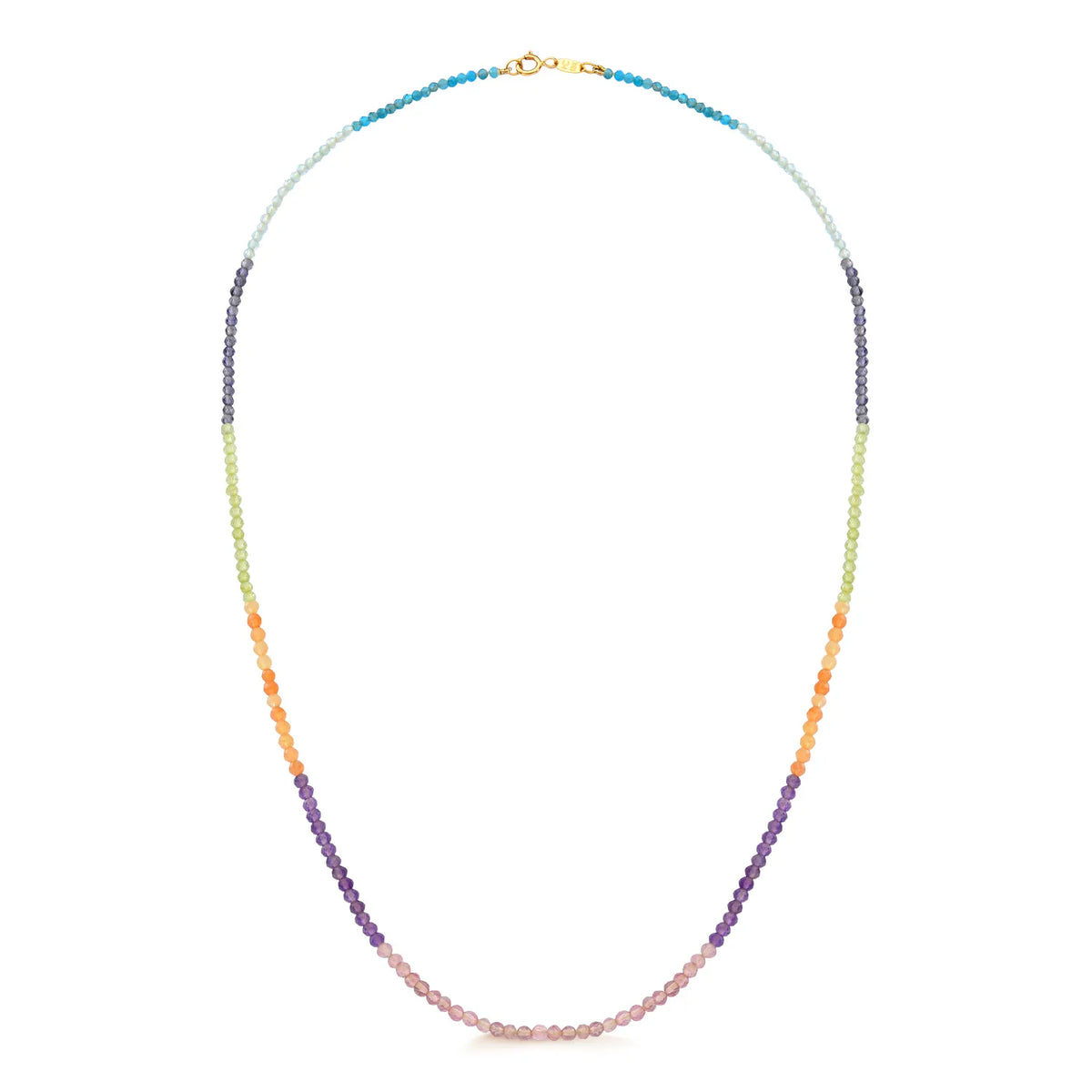 Colar em Pedra Naturais Coloridas Rainbow com Fecho em Ouro Amarelo 18k - 45 cm