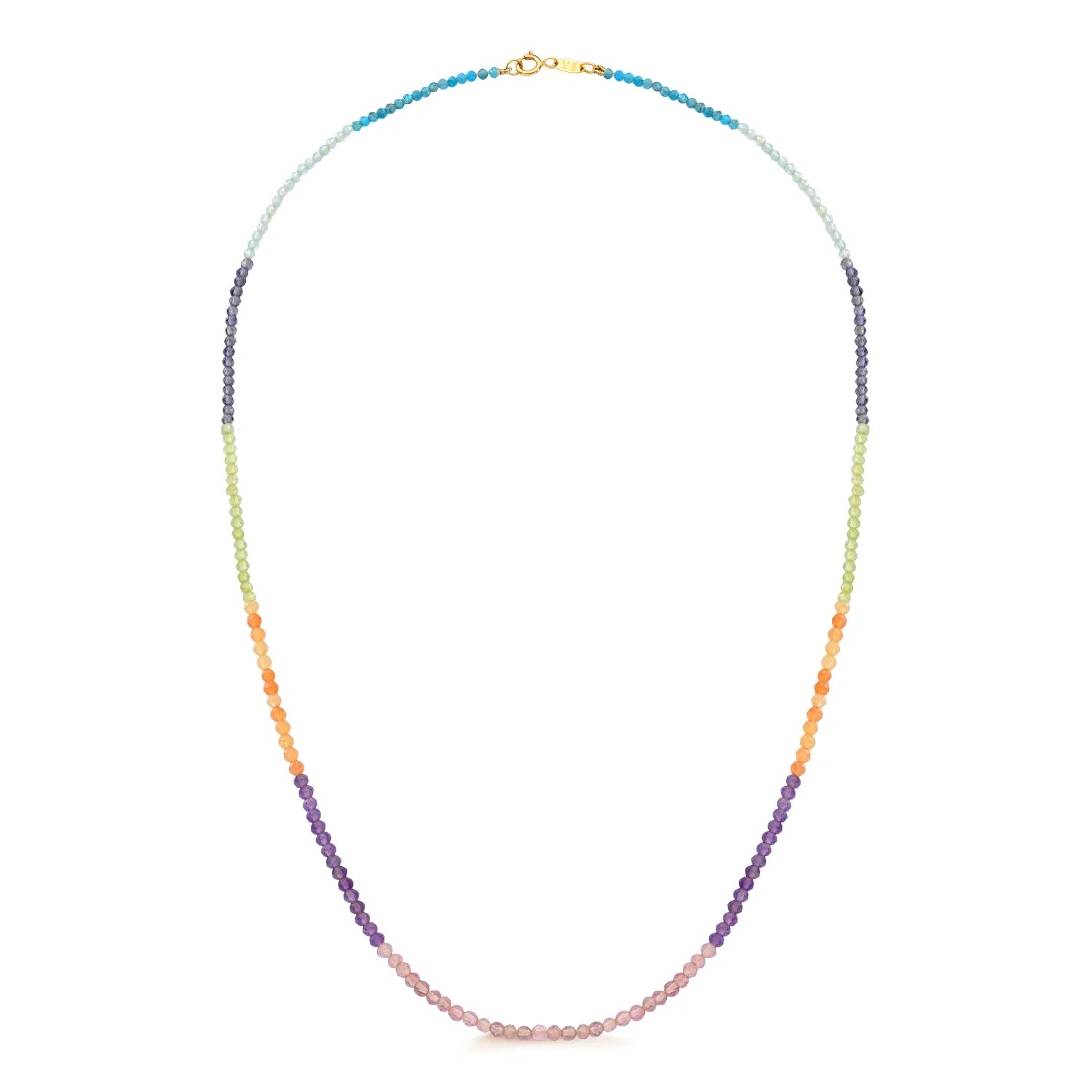 Colar em Pedra Naturais Coloridas Rainbow com Fecho em Ouro Amarelo 18k - 45 cm