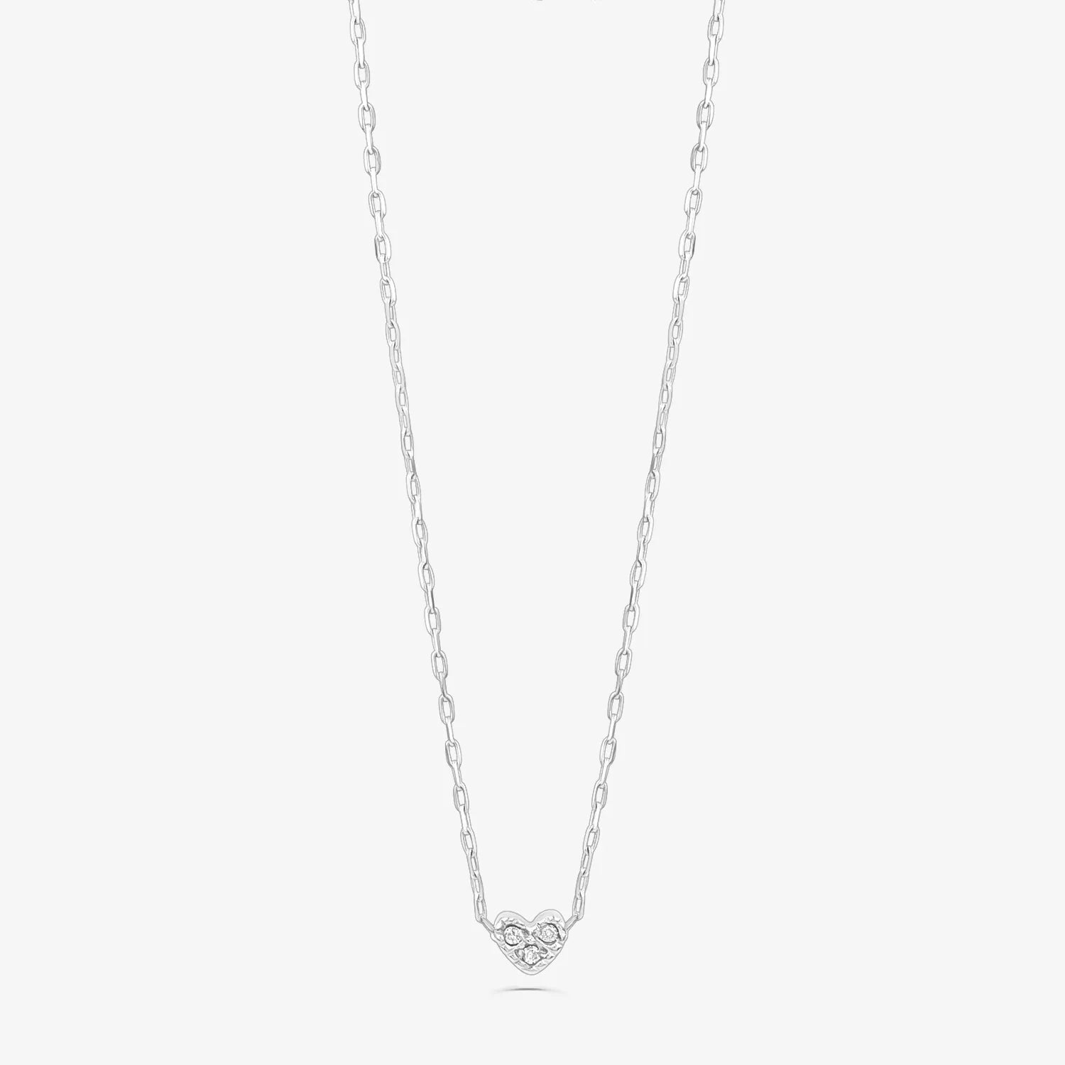 Colar Coração com Diamante em Ouro Branco 18k