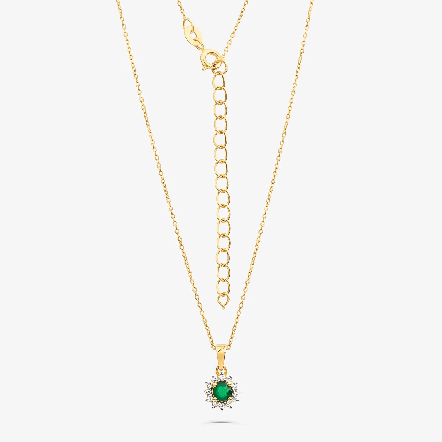 Colar Floral com Topázio e Ágata Verde em Prata 925 com Banho de Ouro Amarelo 18k