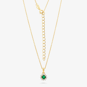 Colar Floral com Topázio e Ágata Verde em Prata 925 com Banho de Ouro Amarelo 18k