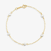 Pulseira Infantil com Pérolas em Ouro Amarelo 18k - 15 cm