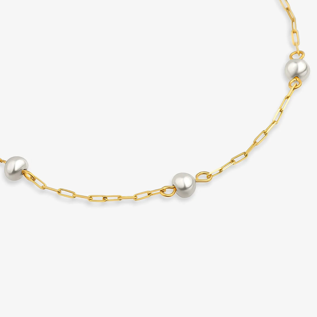 Pulseira Infantil com Pérolas em Ouro Amarelo 18k - 15 cm