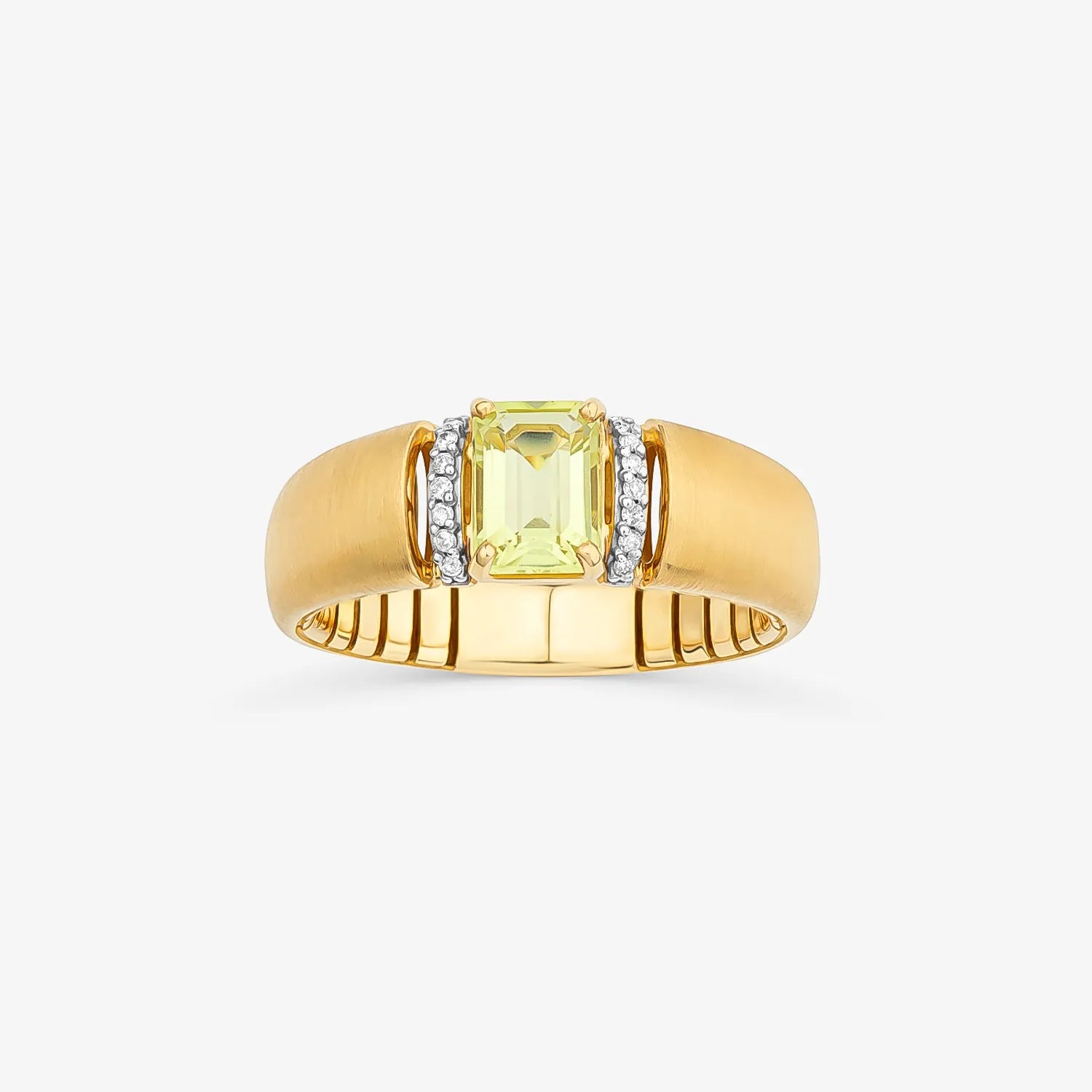 Anel com Diamante e Quartzo Green Gold em Ouro Amarelo 18k