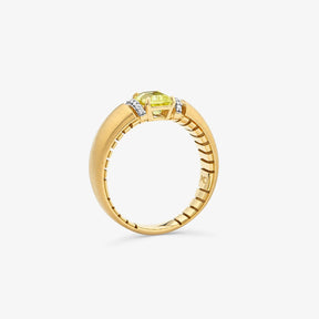 Anel com Diamante e Quartzo Green Gold em Ouro Amarelo 18k