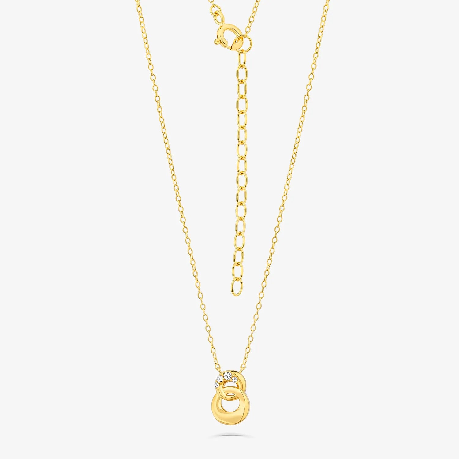 Colar Elos com Topázio em Prata 925 com banho de Ouro Amarelo 18k