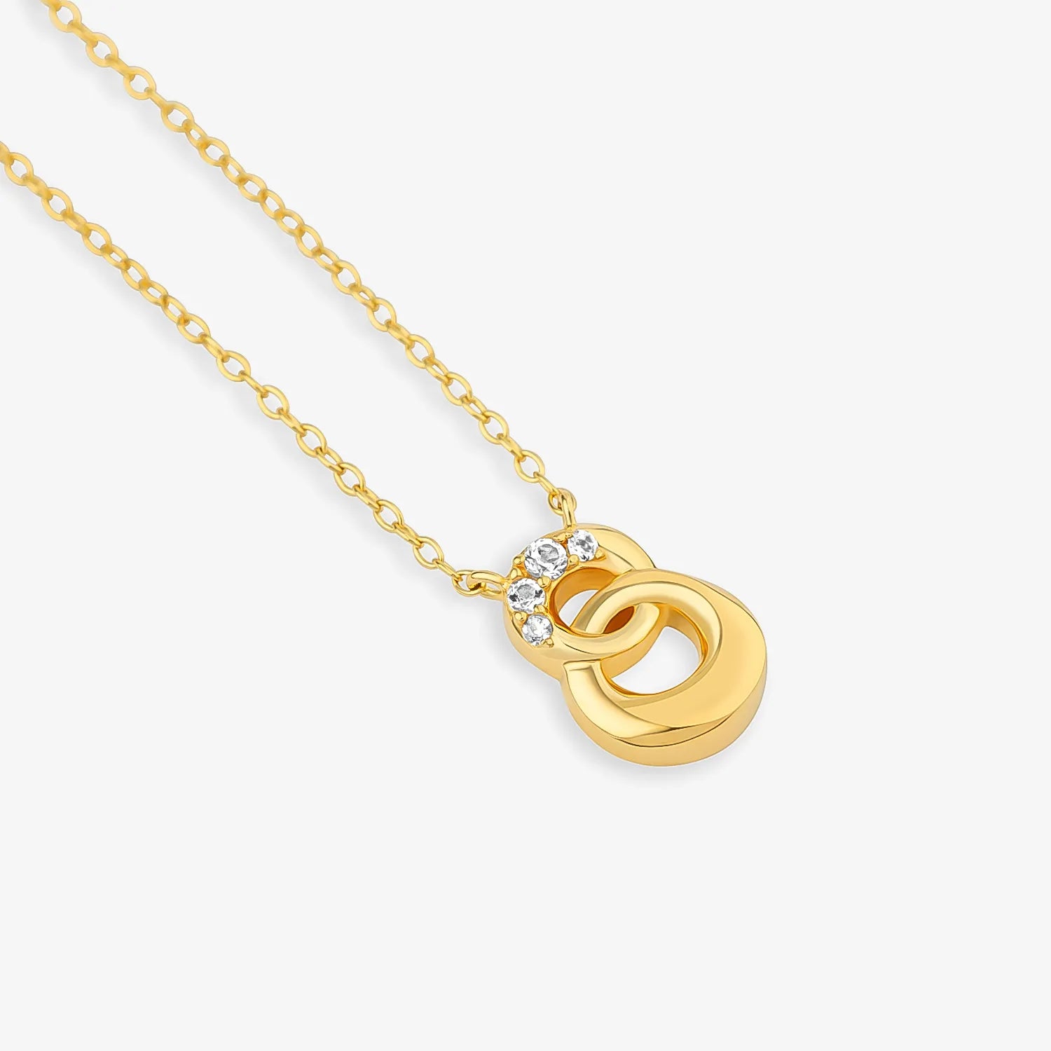 Colar Elos com Topázio em Prata 925 com banho de Ouro Amarelo 18k