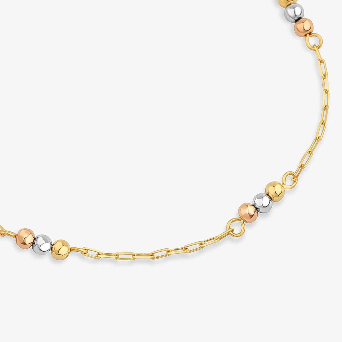 Pulseira Infantil Esferas em Ouro Amarelo, Rosé e Branco 18k - 15cm