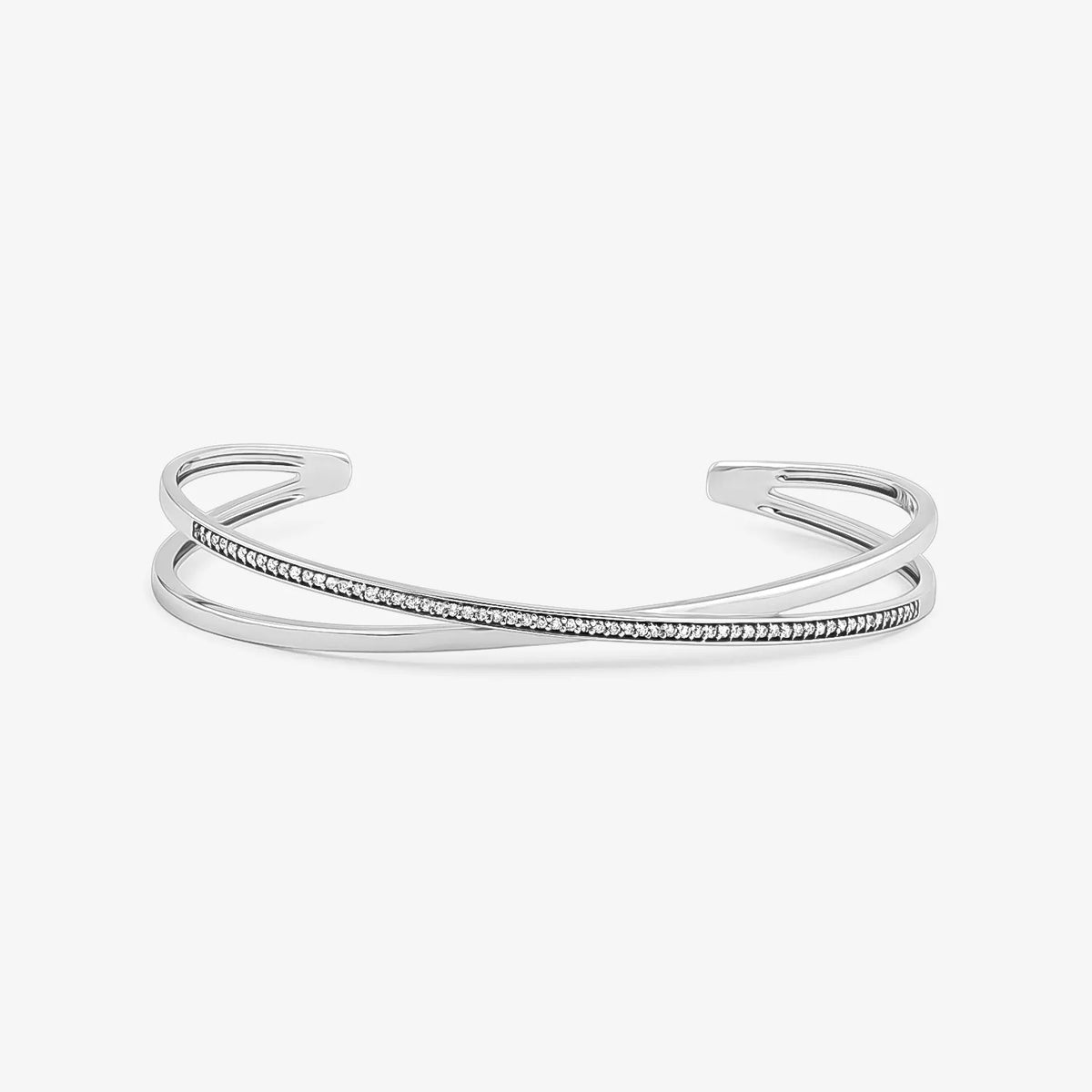 Pulseira Bracelete Entrelaçada com Diamante em Ouro Branco 18k